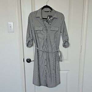 Black and White Striped Shirt Dress